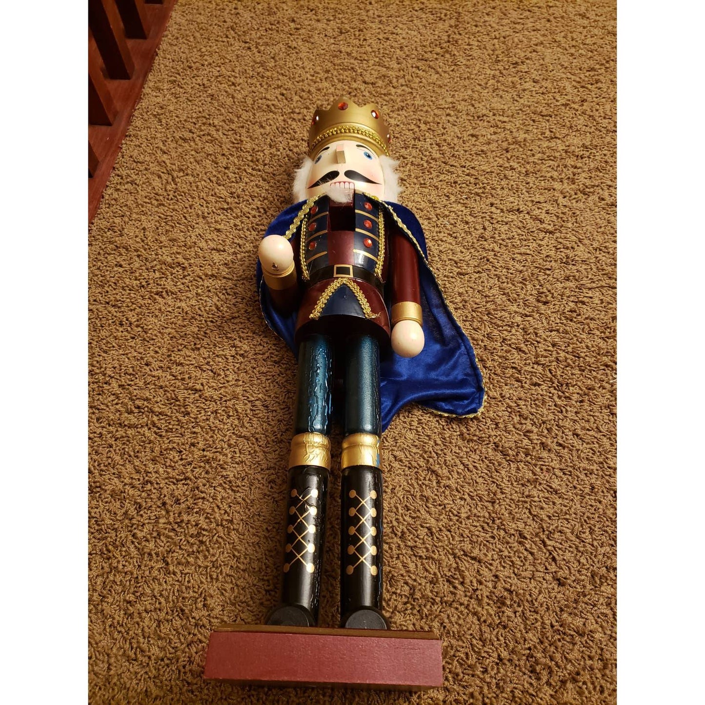 Large Nutcracker 25" Blue Cape Standing 2 Ft Tall