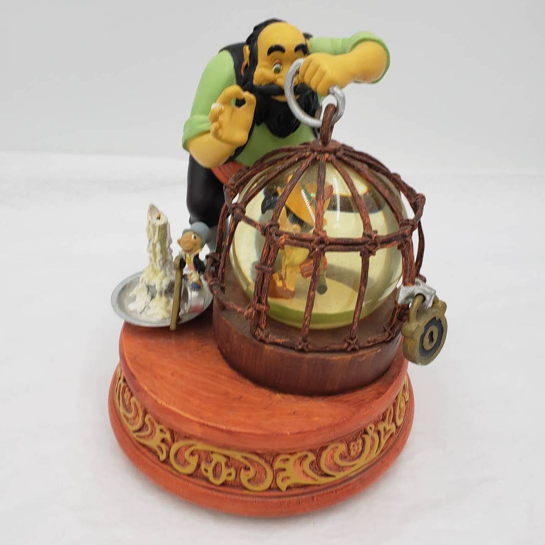 Walt Disney Snow Globe Pinocchio Stromboli Jiminy Cricket Music Box Tune Toyland