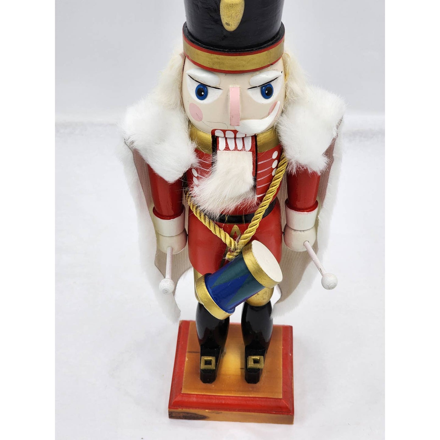 Nutcracker Christmas Drummer White Cape Vintage Wooden 13"