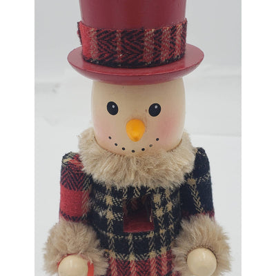 Dazzling Deals Snowman Nutcracker Decoration w/Red Hat Top Merry Christmas 10"