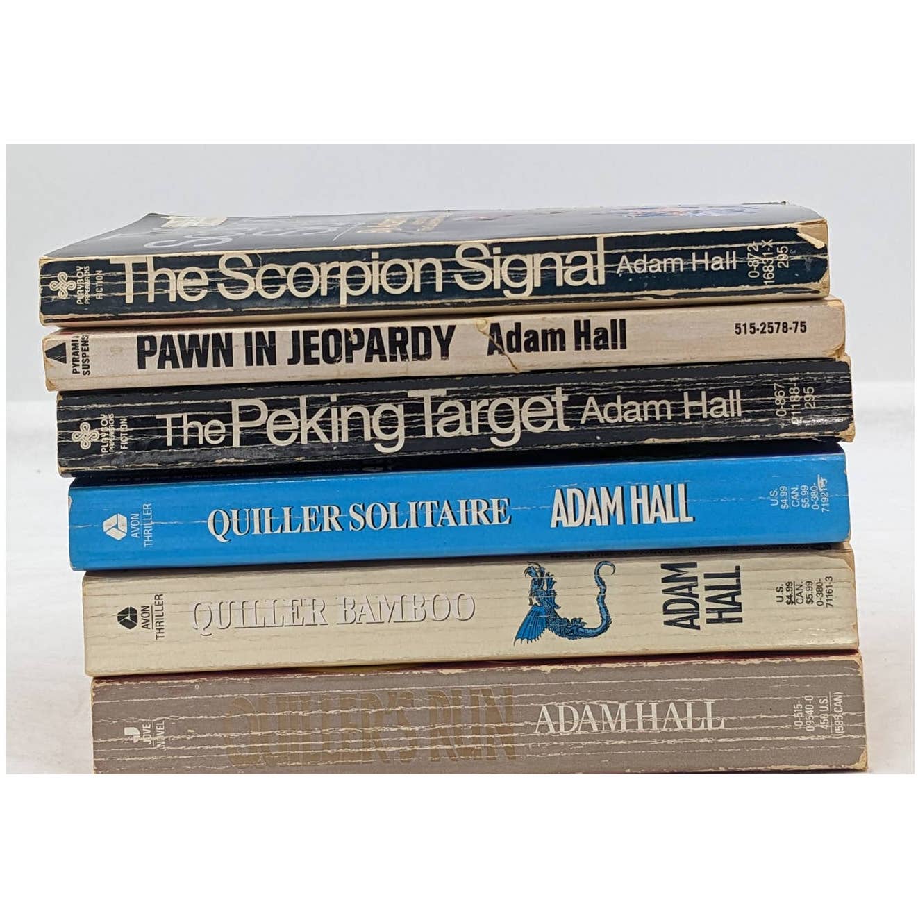 Adam Hall Lot 6 Paperback Books Quiller Run Peking Target Pawn Jeopardy Vintage