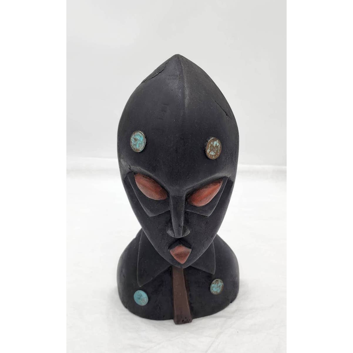 Vintage African Face Mask Tabletop Wooden Handcrafted Ghana West Africa 12.5"