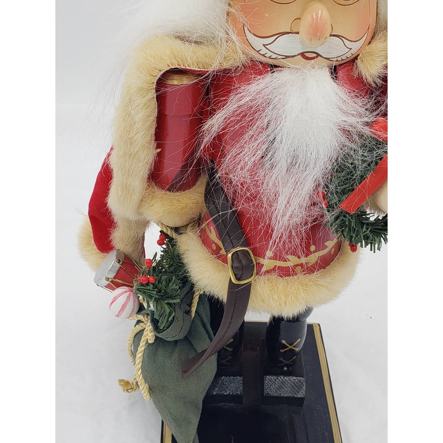 Nutcracker Santa Claus Red Cape Holding Toy Bag Size 14"