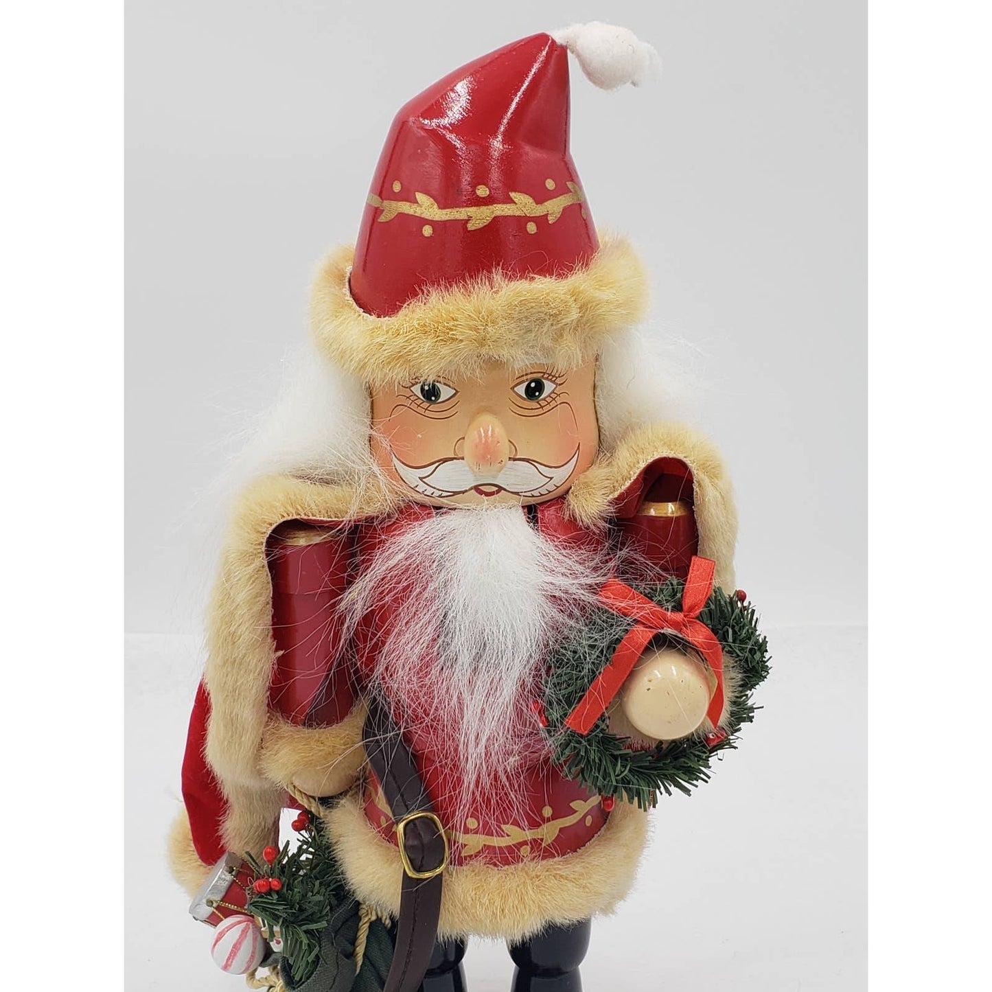 Nutcracker Santa Claus Red Cape Holding Toy Bag Size 14"