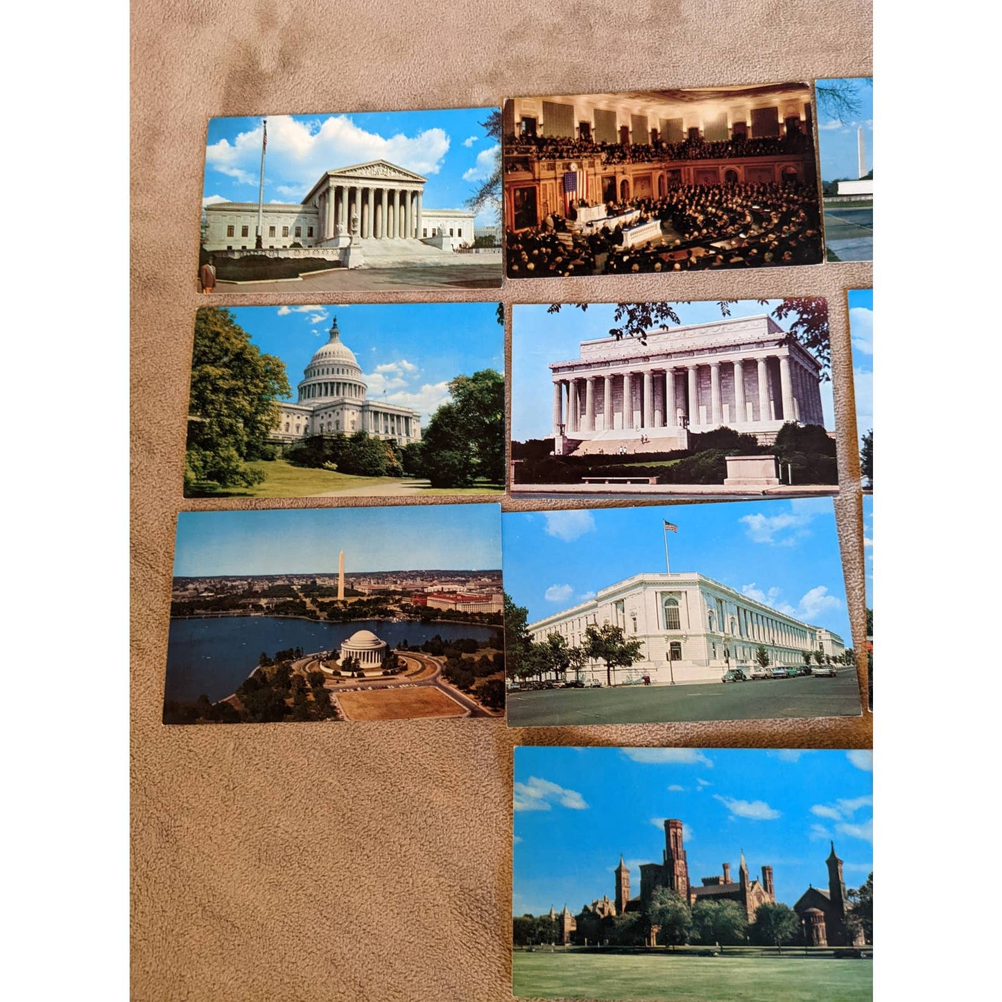 Vintage Washington DC Postcard Lot Lincoln, Washington, JFK Grave, Supreme Court