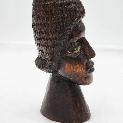 Vintage African Figurine Hand Carved Wooden Sculpture Statue Bust 8" Tall