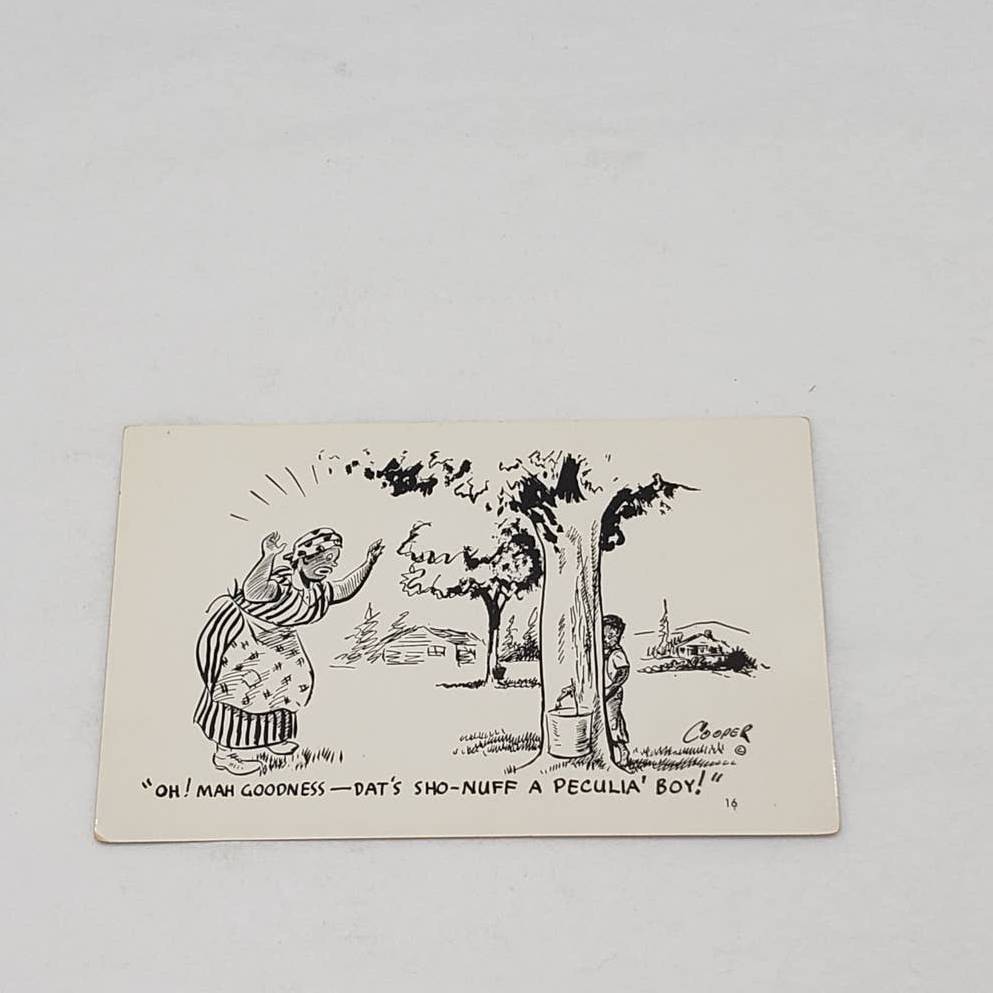 Coopers Photo Laff Card Oh! Mah Goodness Peculiar Boy Humor Vintage Postcard