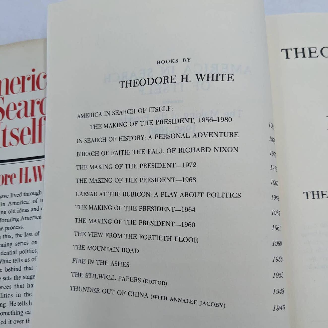 Theodore White Books JFK Making Of The President And America In Search Of Itself