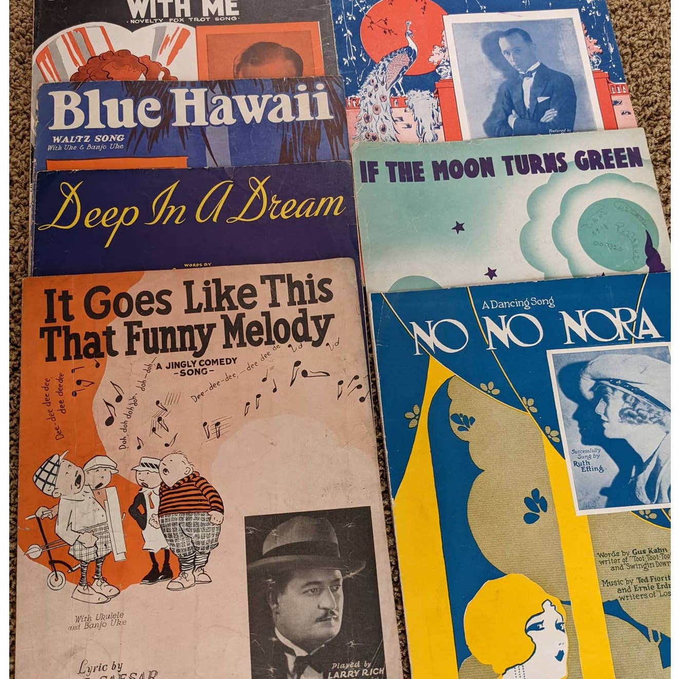 Vintage Sheet Music Lot 7 I Wish You were Jealous of me, If the moon turn green