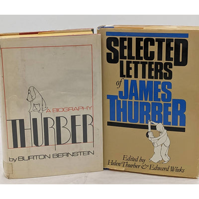 James Thurber Book Lot Biography & Selected Letters Vintage Cartoonist Humorist