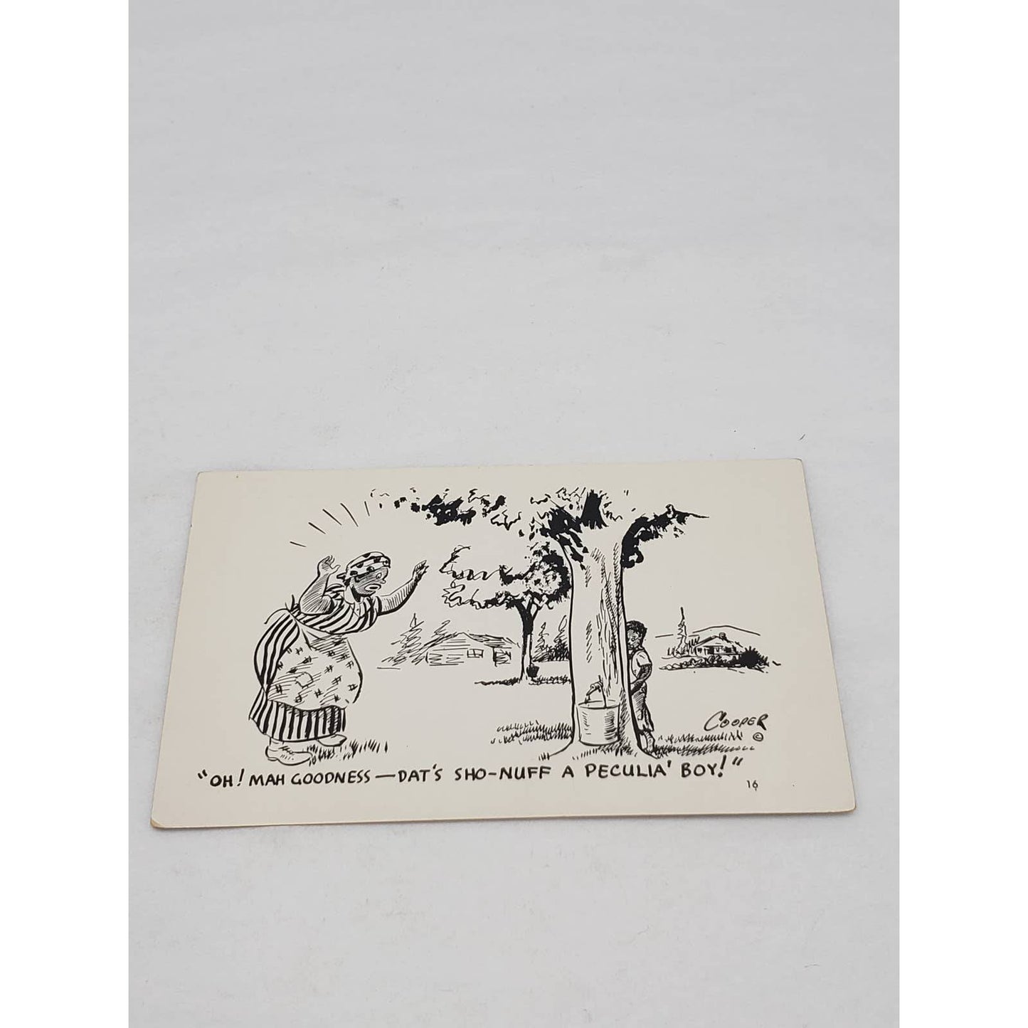 Coopers Photo Laff Card Oh! Mah Goodness Peculiar Boy Humor Vintage Postcard