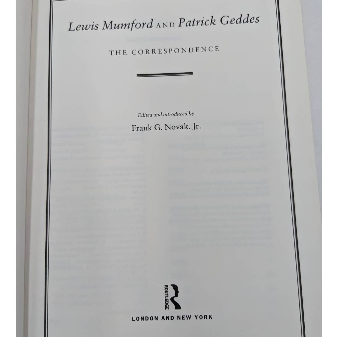 Lewis Mumford Patrick Geddes The Correspondence By Frank G. Novak Urban Planning