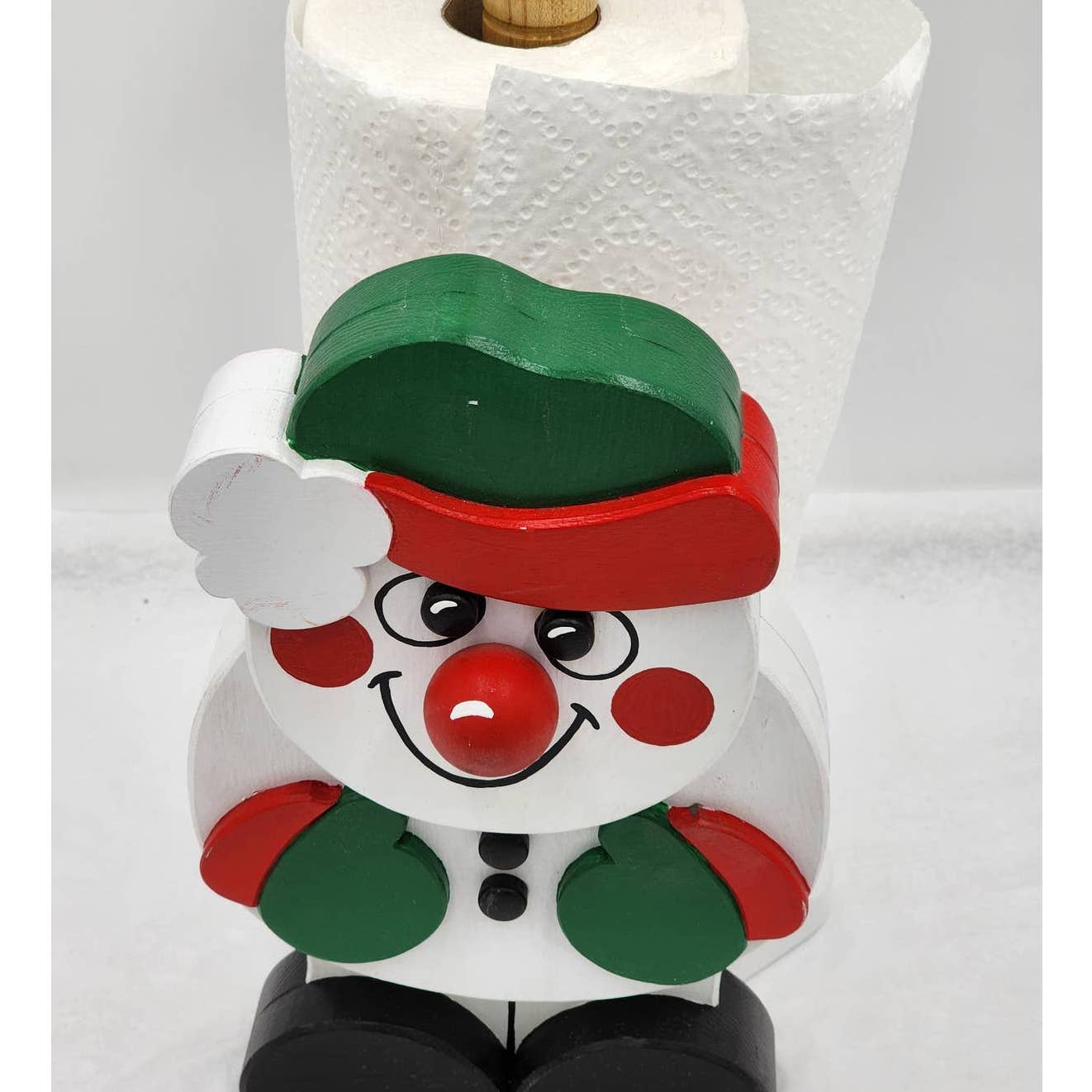 Snowman Paper Towel Holder Stand Dispenser Winter Christmas Wooden