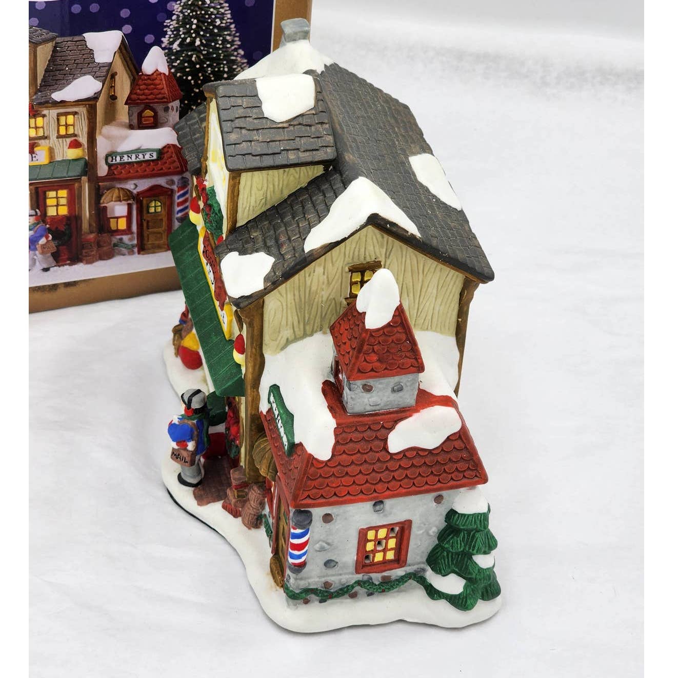 Christmas Village Enchanted Forest Porcelain Glass Window House Figurines Mail