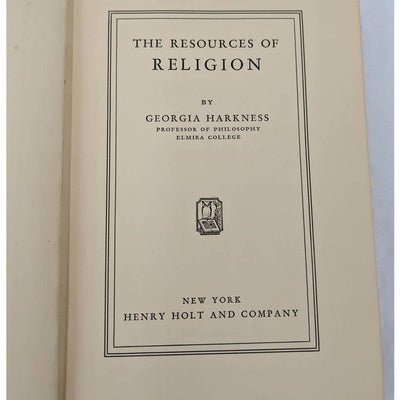 The Resources Of Religion By Georgia Harkness Methodist Theologian Vintage 1936