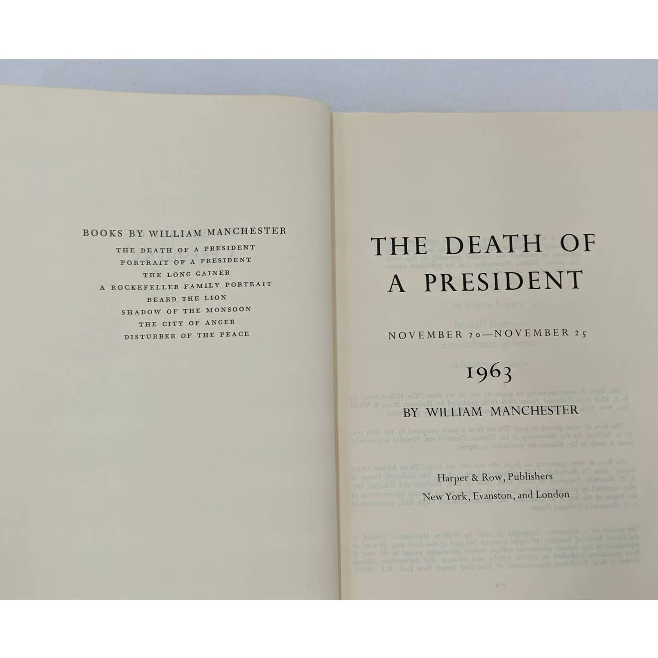 Death Of A President Nov 20 - Nov 25 1963 By William Manchester President JFK