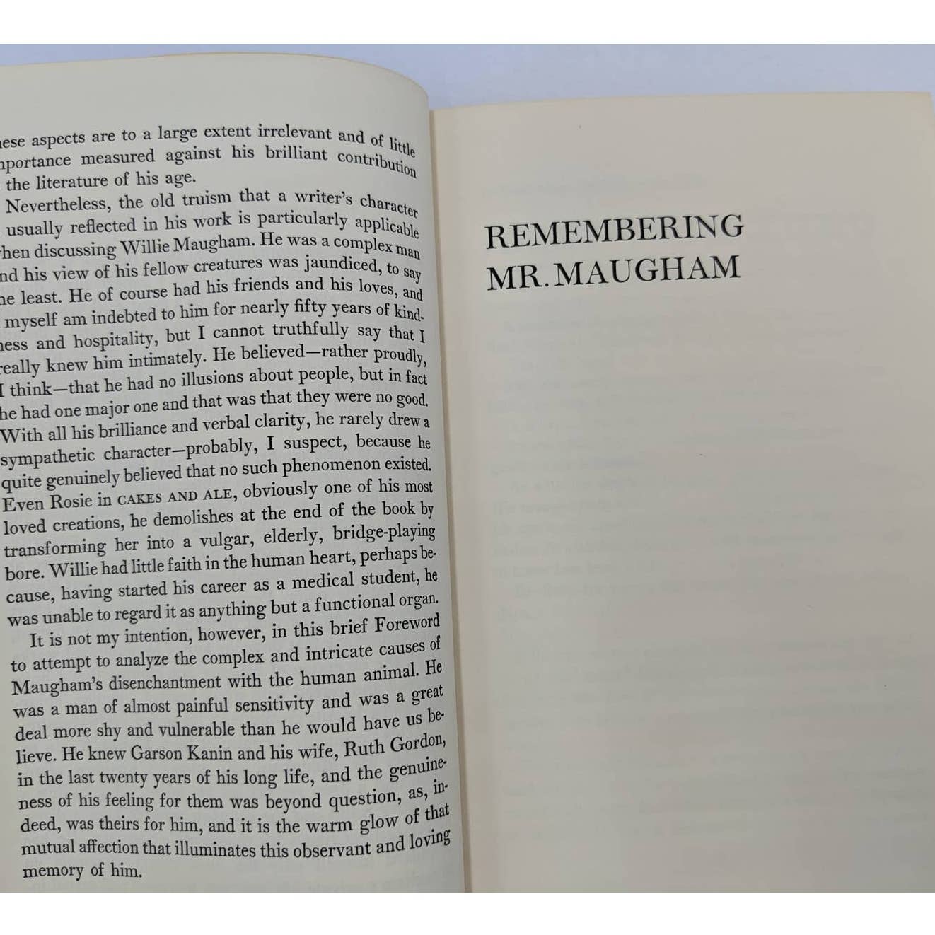 Remembering Mr. Maugham By Garson Kanin Biography Vintage First Edition 1966