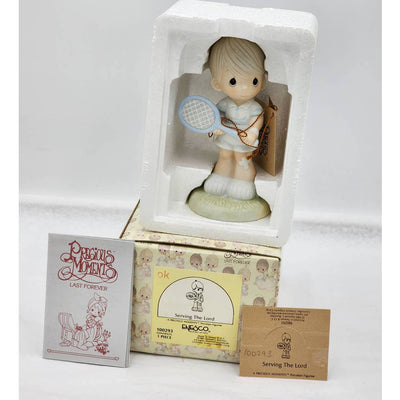 Precious Moments Figurine Serving The Lord 1985 Tennis Vintage 100293 W/Box Tags