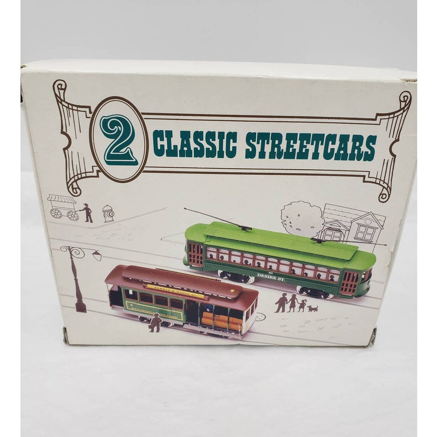 2 Classic Streetcars Trains Locomotives with Box