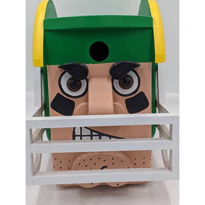 Football Player In Helmet Decoration Wooden Green Yellow Bird Feeder Piggy Bank