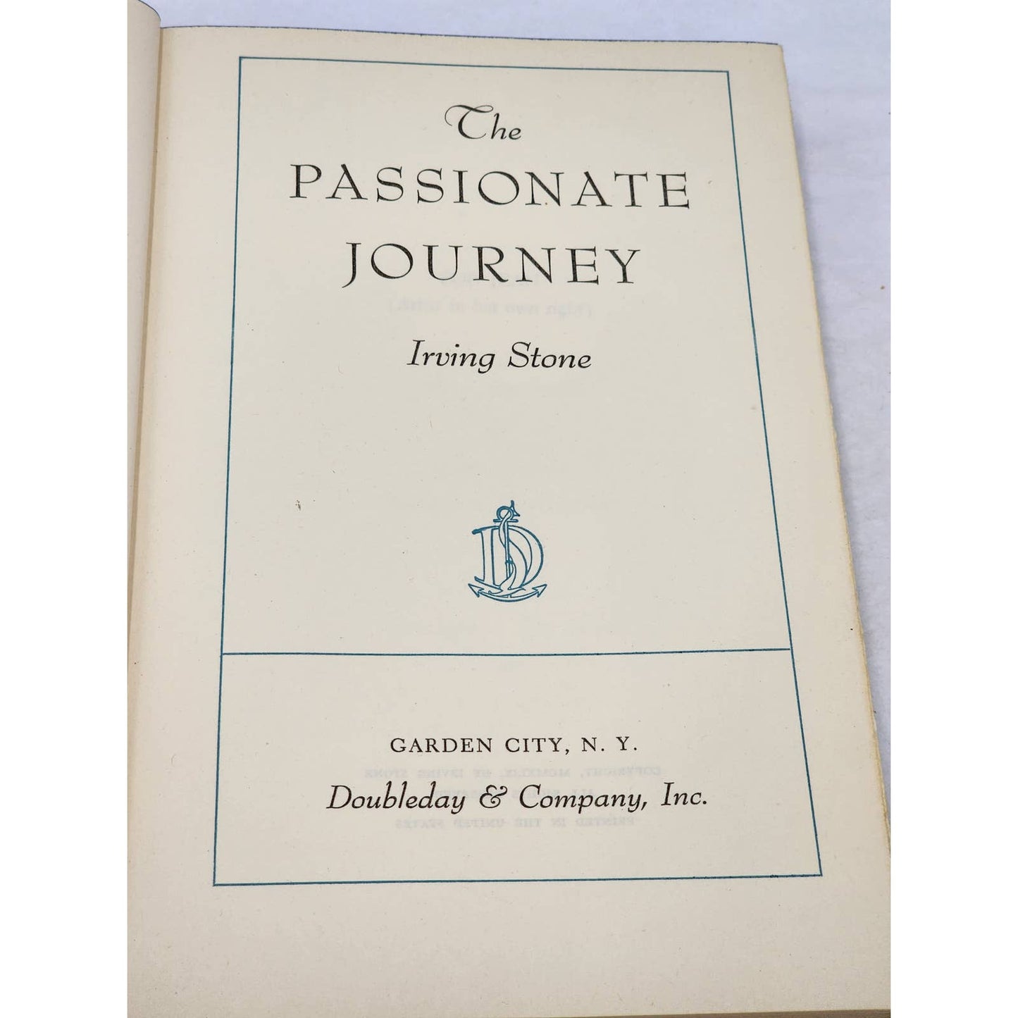 Passionate Journey By Irving Stone Historical Novel American Artist John Noble