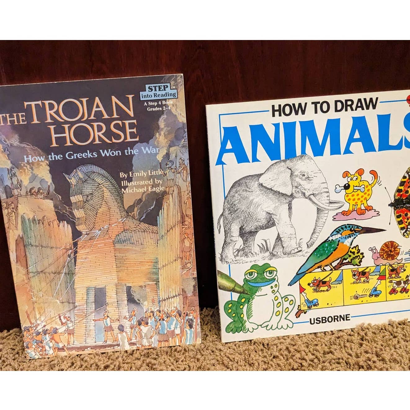 Childrens Book Lot Vintage Trojan Horse, Mummies, Draw Animal, I Like Me, Spider