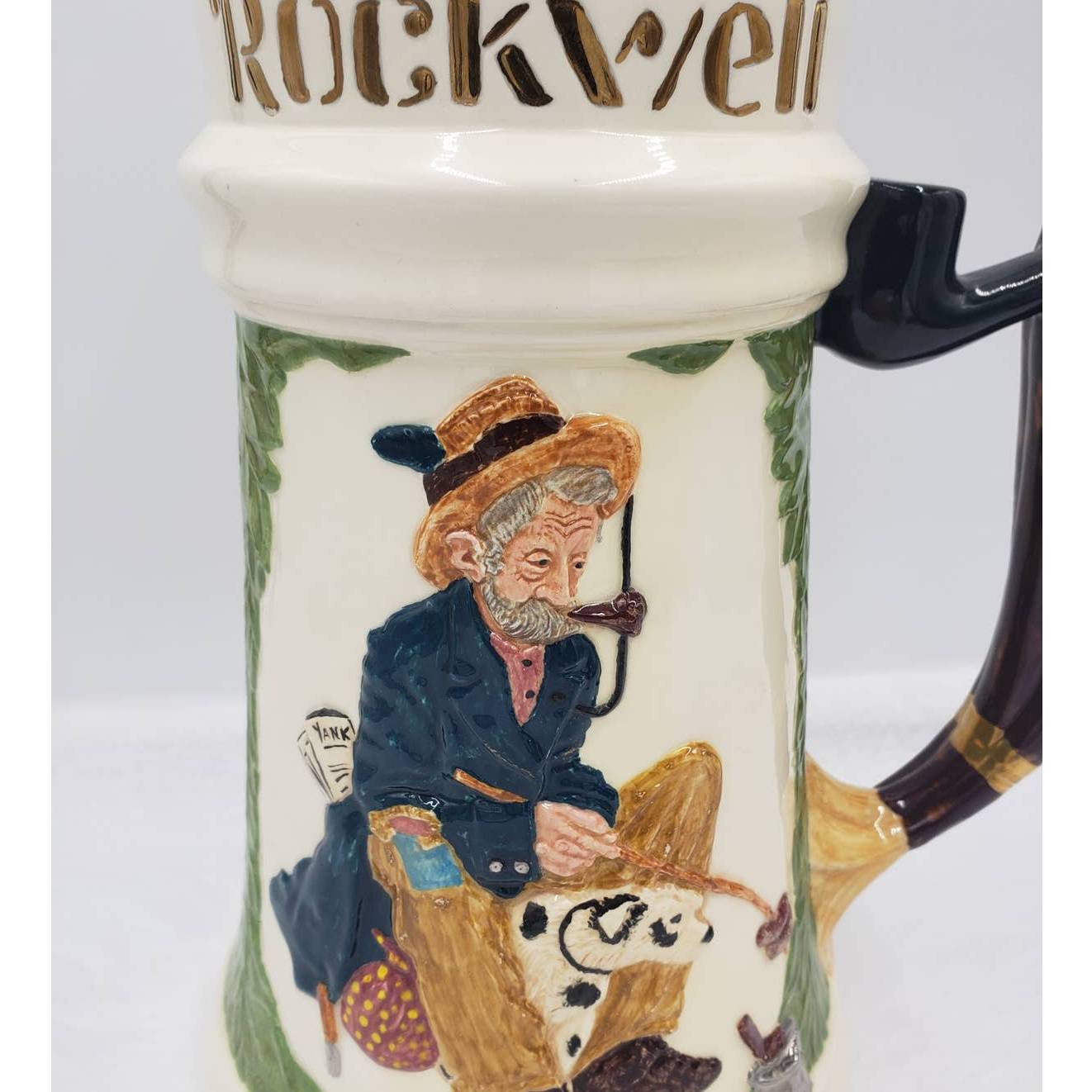 Large Beer Mug Stein 16" Curtis Norman Rockwell 1982 Hobo 1924 Be A Man 1922