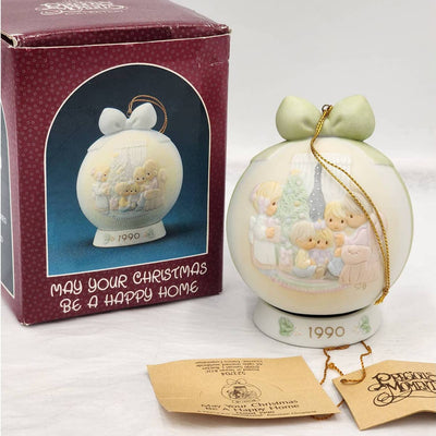 Precious Moments Ornament May Your Christmas Be A Happy Home Vintage 1990 W/Box