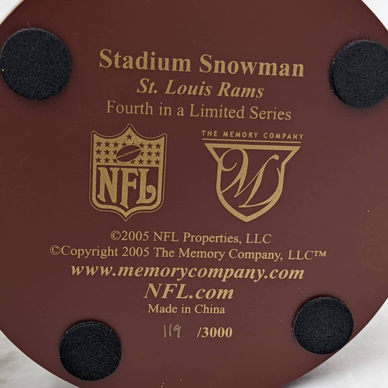 St. Louis Rams Stadium Snowman Fourth In A Limited Series 119/3000 7" Tall