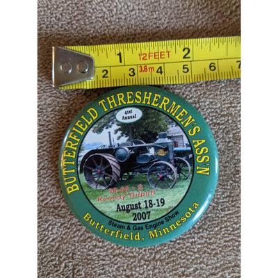 Butterfield Threshermen MN Great World 2007 Steam Gas Engine Show Pin Button