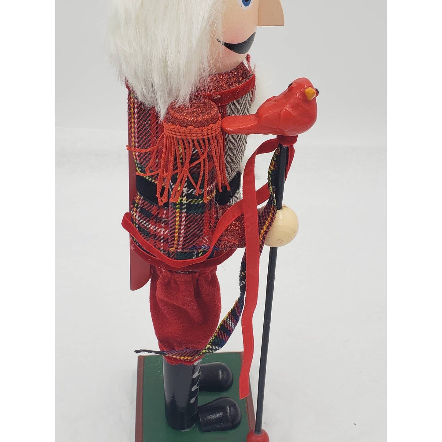 Nutcracker Red Bird Cane Glittered 15" Tall