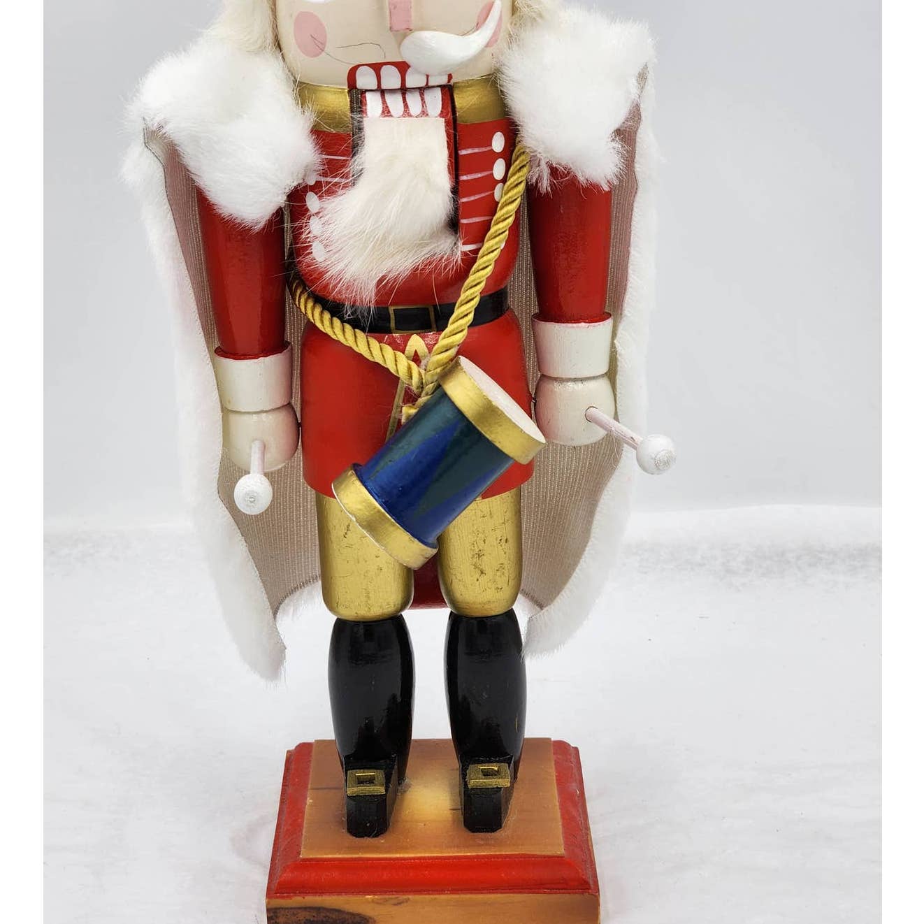 Nutcracker Christmas Drummer White Cape Vintage Wooden 13"