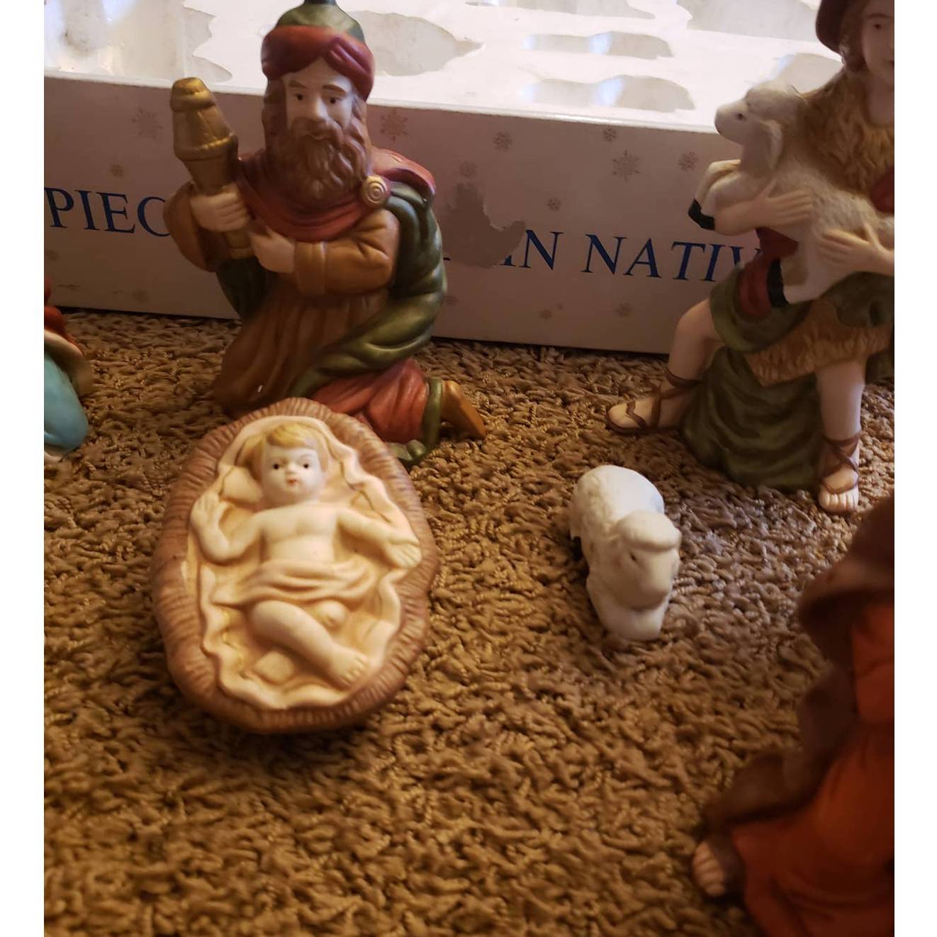 Vintage Nativity 9 Set Porcelain Baby Jesus Wise Men Mary Sheep Dynasty Classics