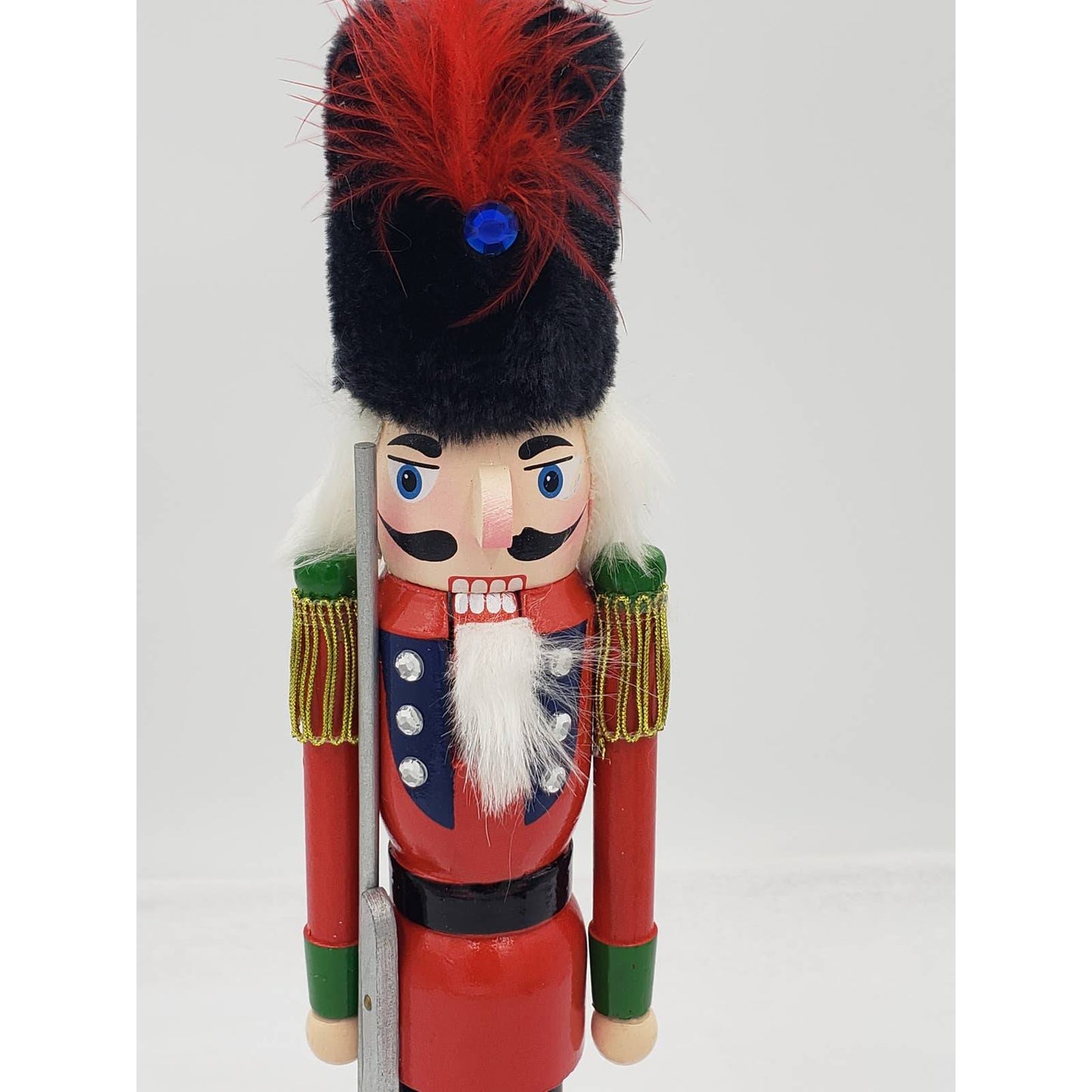 Nutcracker Thin Soldier with Rifle Jeweled Bedazzled 15"