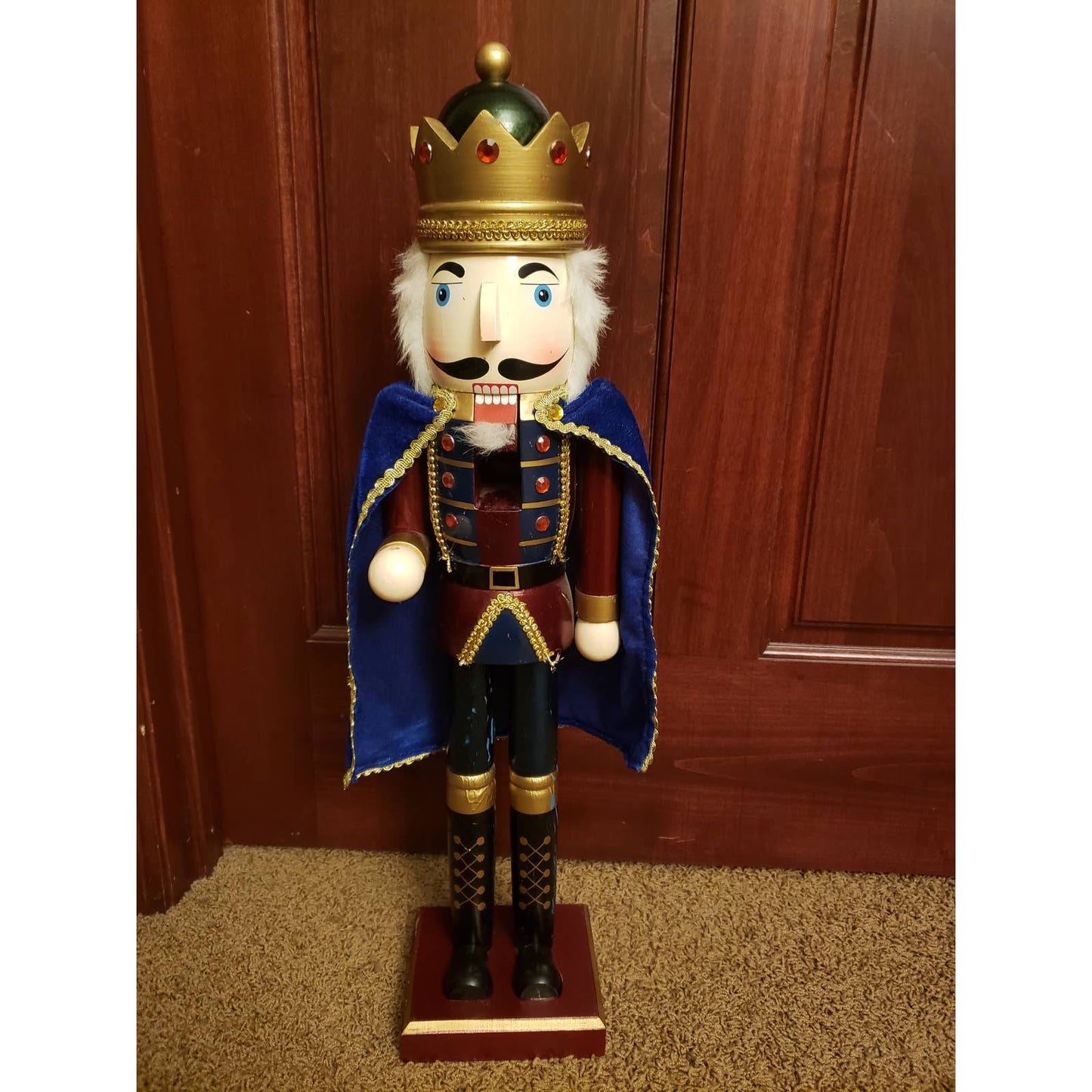 Large Nutcracker 25" Blue Cape Standing 2 Ft Tall