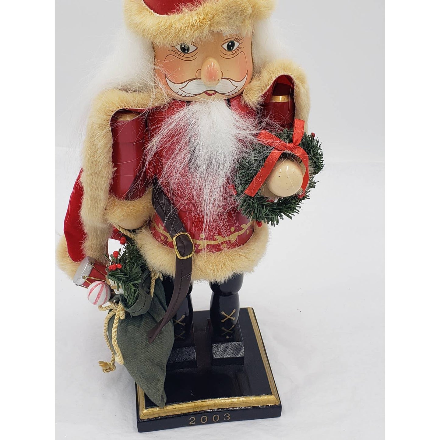 Nutcracker Santa Claus Red Cape Holding Toy Bag Size 14"