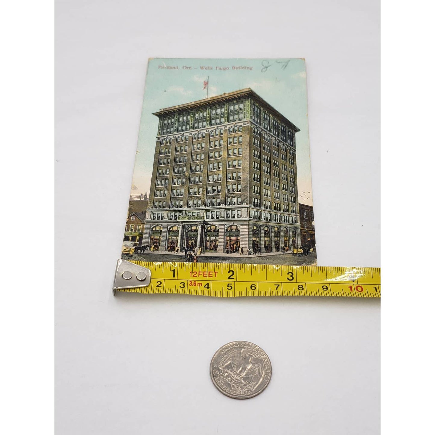 C1911 Portland Oregon Wells Fargo Building Antique Postcard