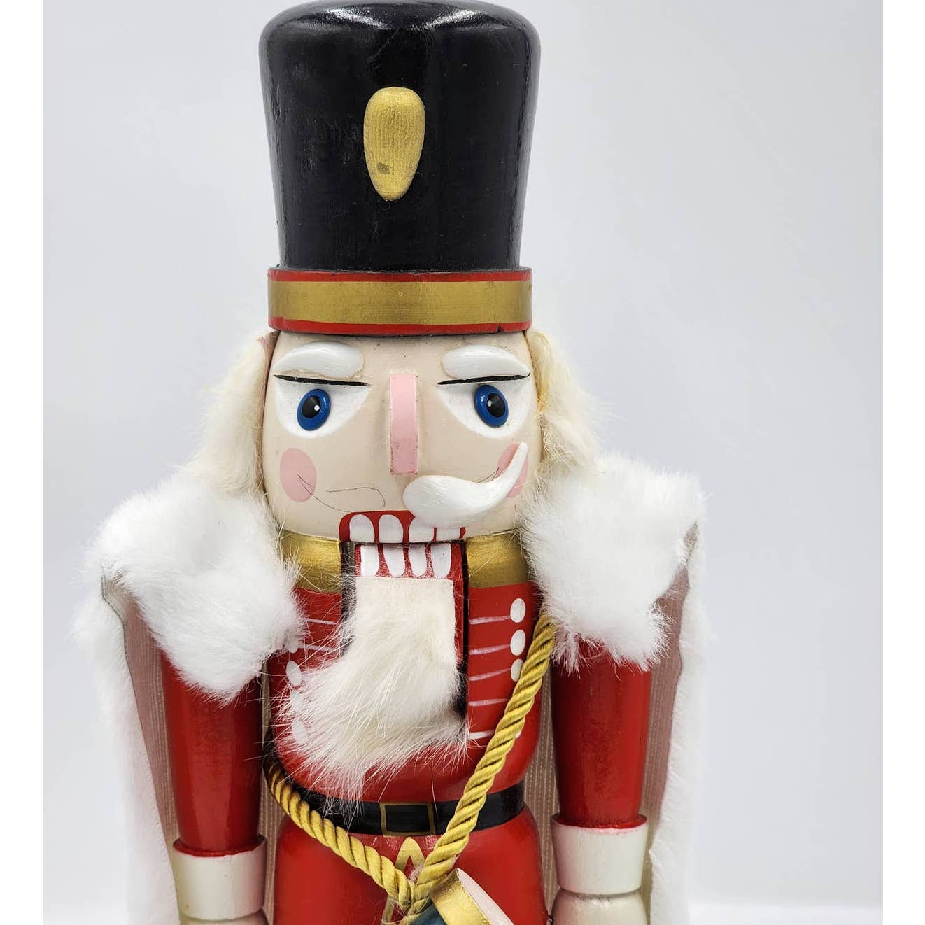 Nutcracker Christmas Drummer White Cape Vintage Wooden 13"