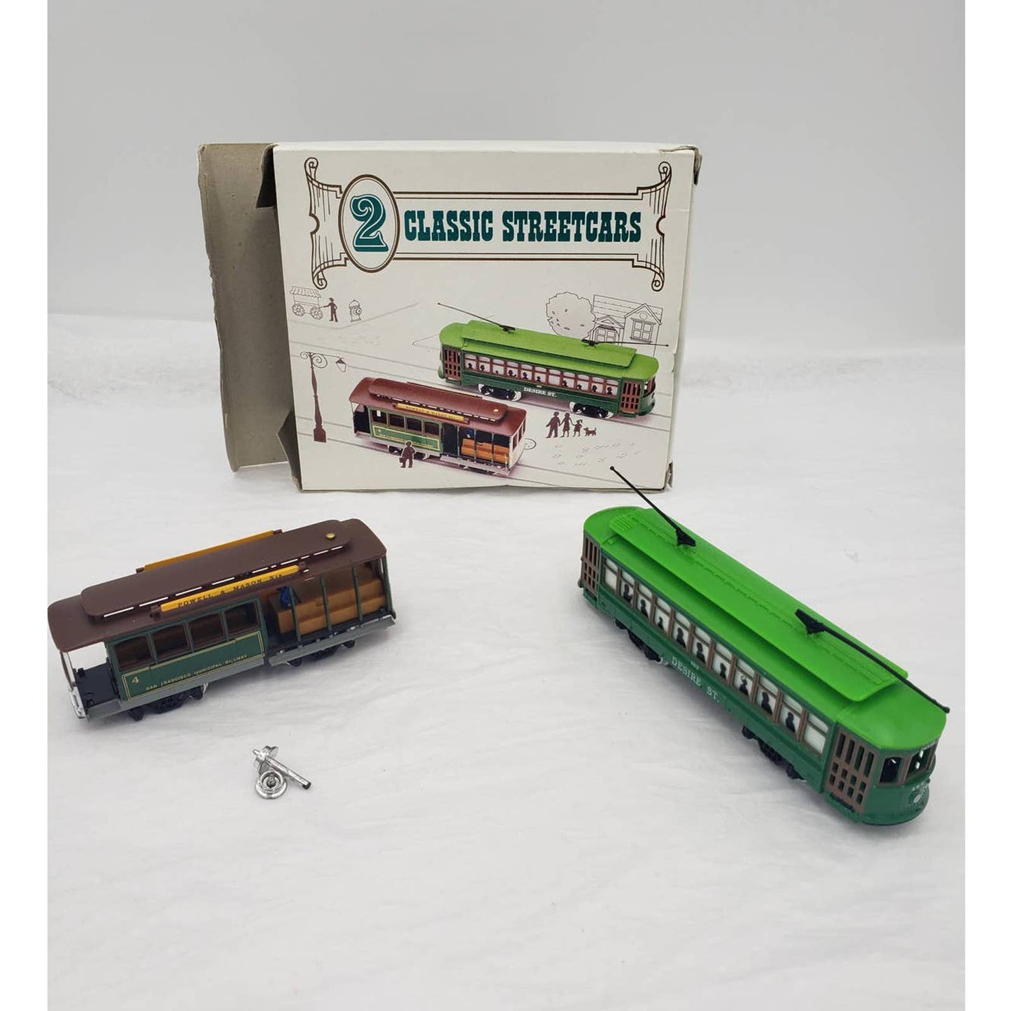 2 Classic Streetcars Trains Locomotives with Box