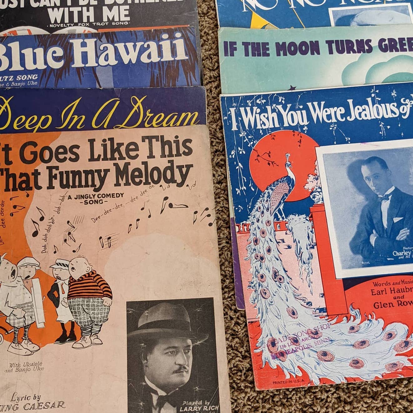 Vintage Sheet Music Lot 7 I Wish You were Jealous of me, If the moon turn green