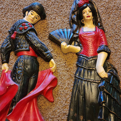 Vintage Large Spanish Matador Bullfighter Flamenco Dancer Wall Hanging 29" Tall