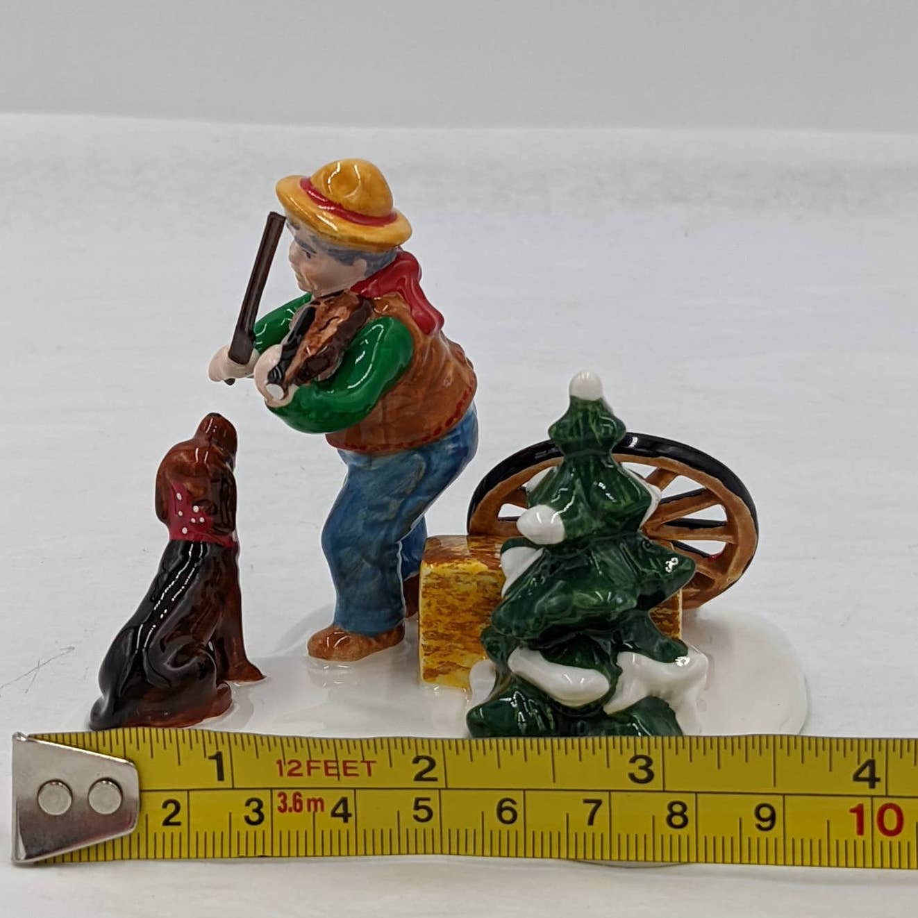 Department 56 Christmas Village Figurines Lot 2 Man Violin Playing And Dancing