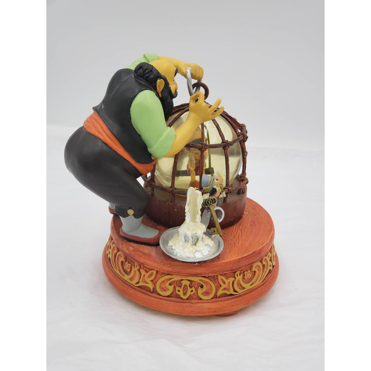 Walt Disney Snow Globe Pinocchio Stromboli Jiminy Cricket Music Box Tune Toyland