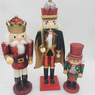 Nutcracker Set of 3 King With Cape, Drummer, Jeweled and Bedazzled Nutcrackers