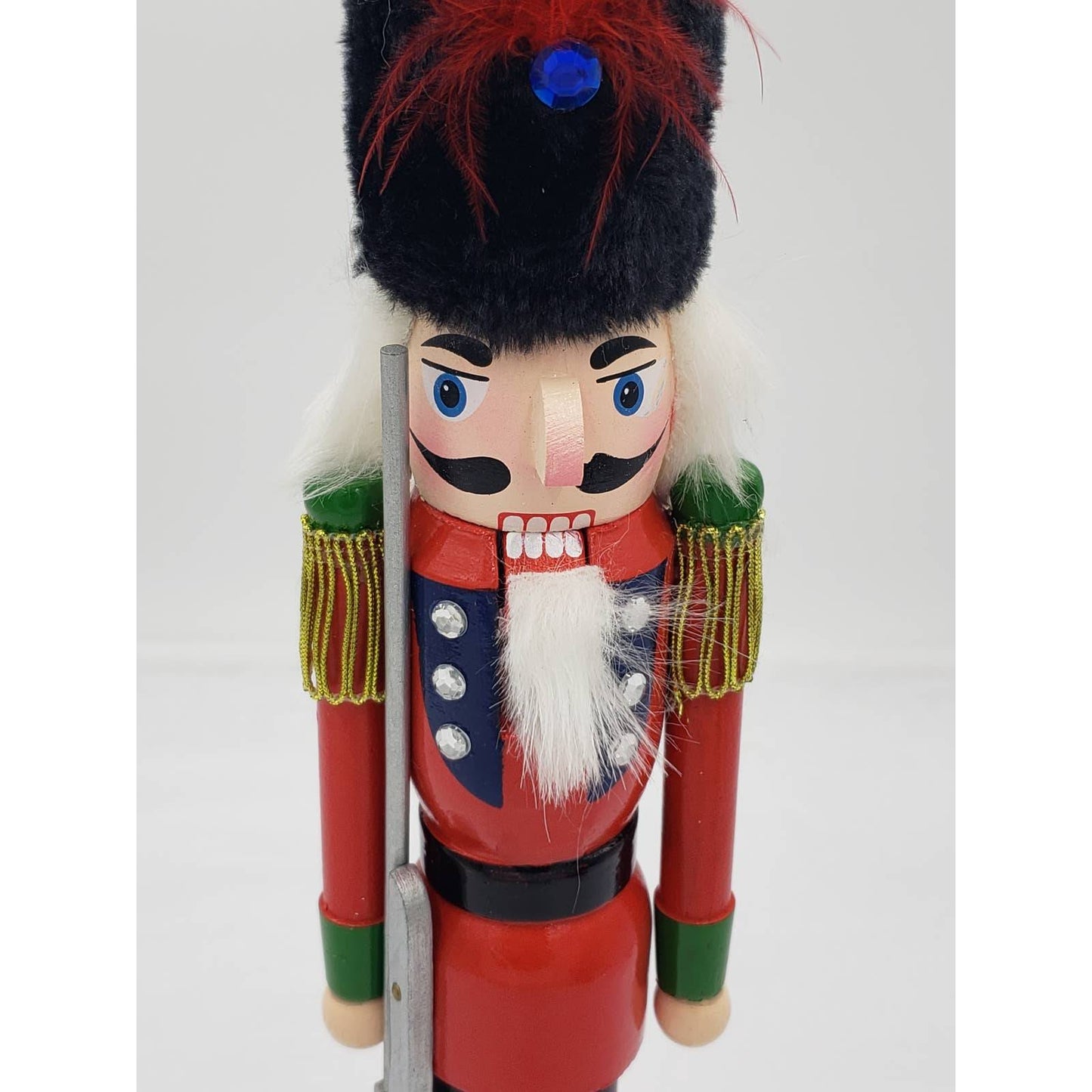 Nutcracker Thin Soldier with Rifle Jeweled Bedazzled 15"