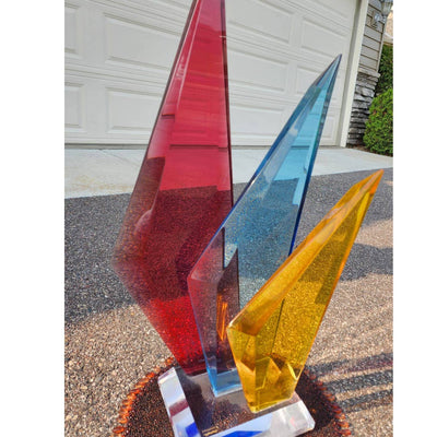 Haziza Large Lucite Sculpture Multi Colored Acrylic Mid Century Modern Abstract
