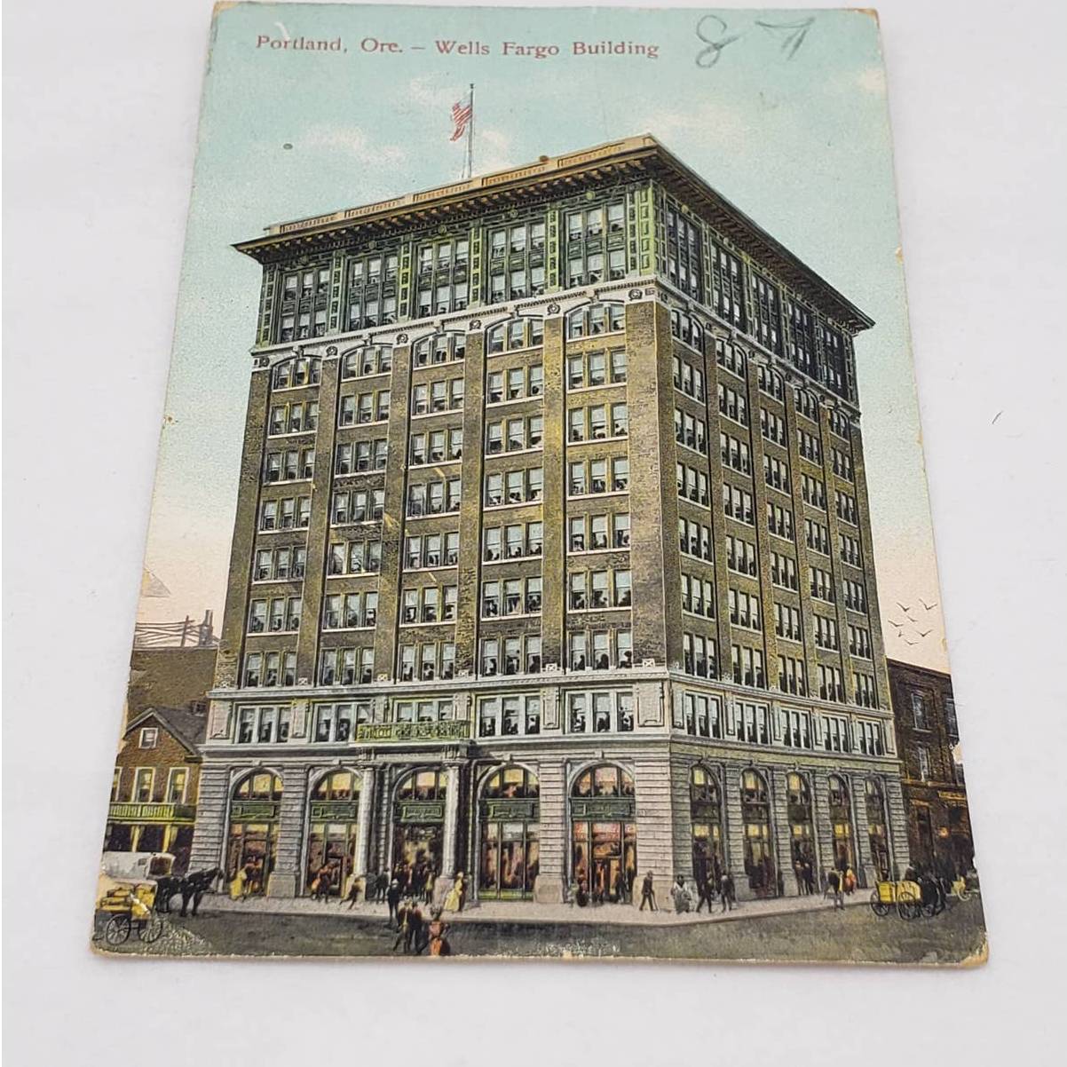 C1911 Portland Oregon Wells Fargo Building Antique Postcard