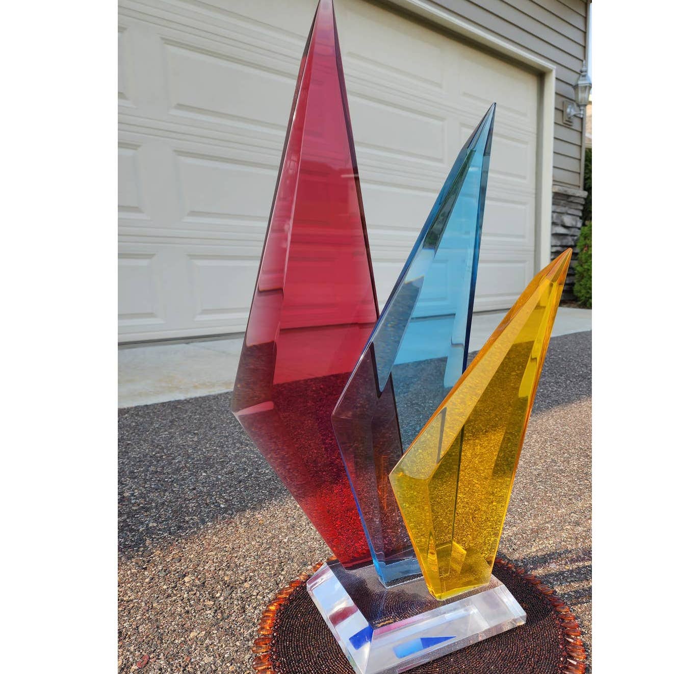 Haziza Large Lucite Sculpture Multi Colored Acrylic Mid Century Modern Abstract