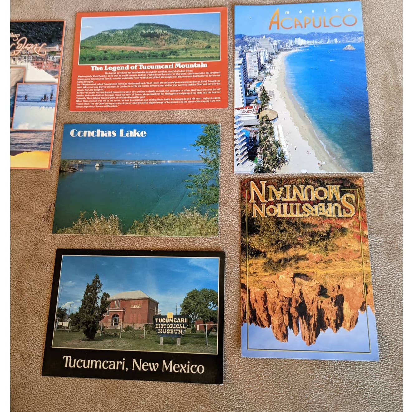 Vintage Postcard Lot Acapulco MX, Superstition Mountain AZ, Tucumcari New Mexico