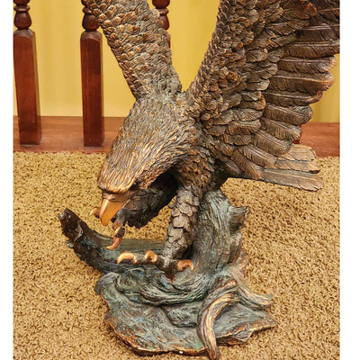 Eagle Sculpture Large Catching Prey Swooping Marian Imports Bronze Plated Resin